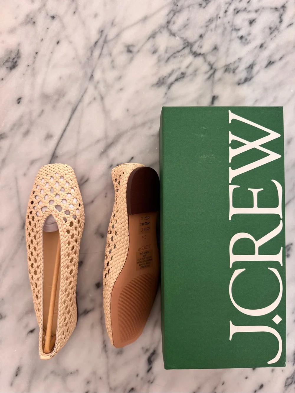 NWT J. Crew Quinn Leather Handwoven  Cream Women’s Ballet Flats in Sesame